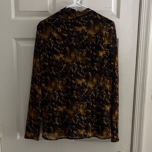 Calvin Klein Black and Brown Patterned Top